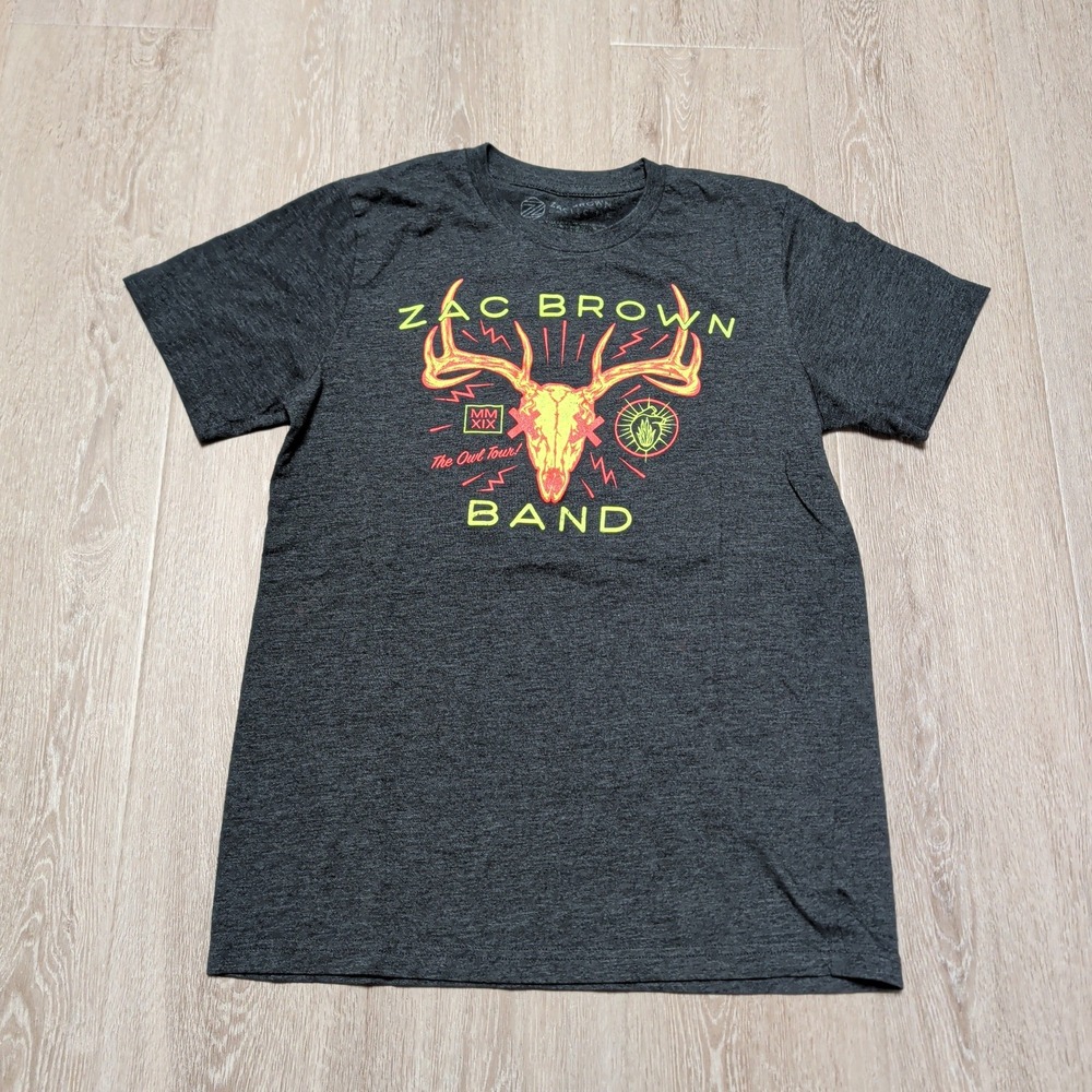 Zac Brown Band T-Shirt Womens Medium‎ Gray The Owl Tour 2019 Tee Country Music